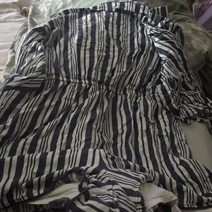 Striped Navy blue and White romper